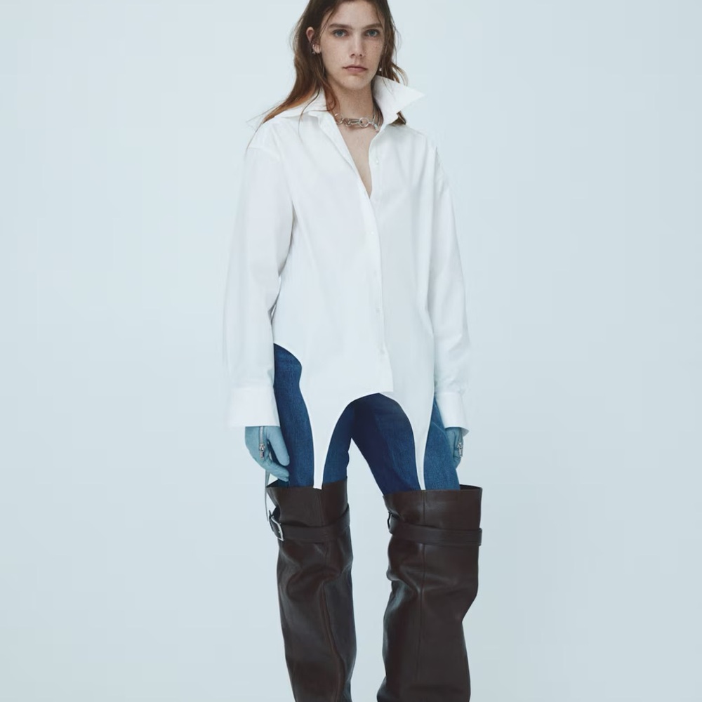 H&M Studio Collection white poplin shirt